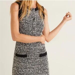 Mango Black and White Tweed Mini Dress